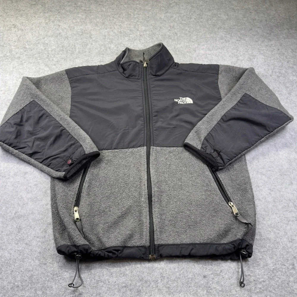 The North Face Denali Fleece Jacket Youth L Gray Black Good Polartec Full Zip
